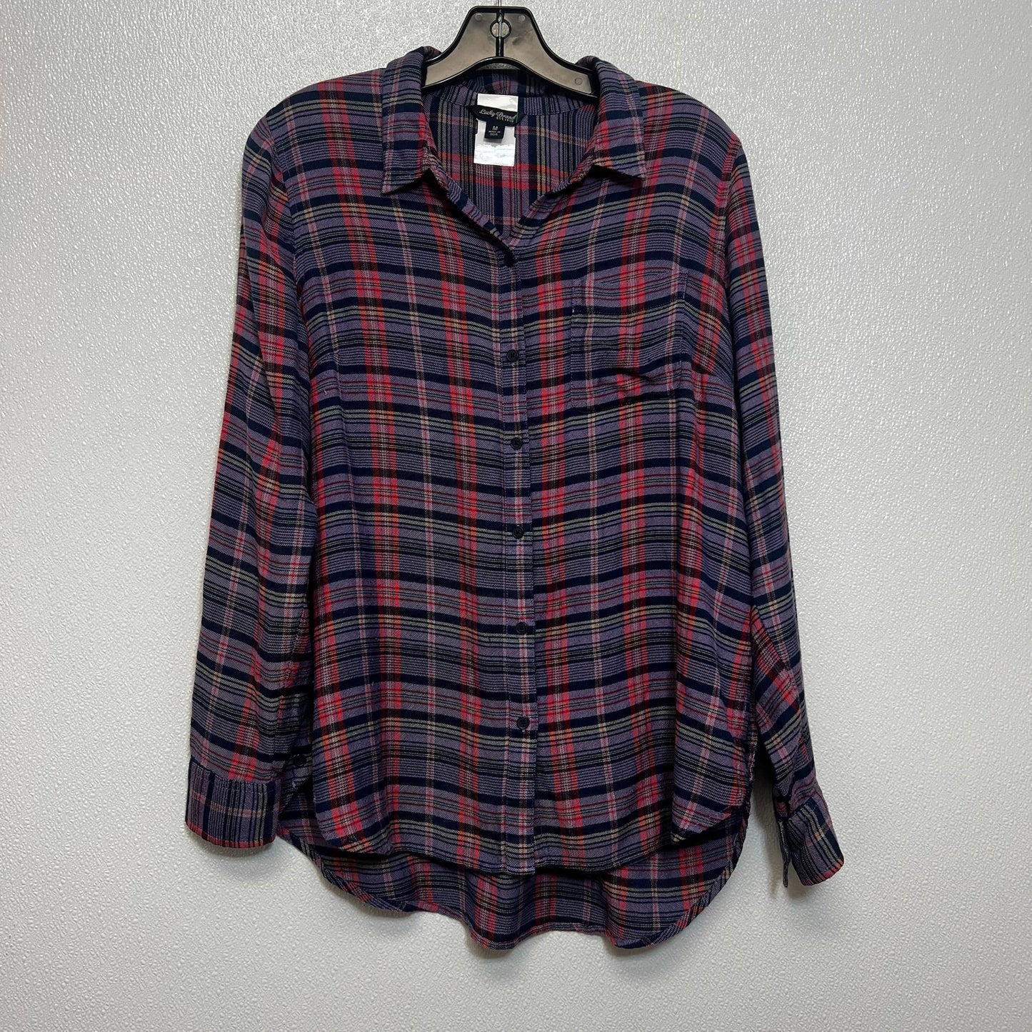 Top Long Sleeve By Lucky Brand O In Plaid, Size: M