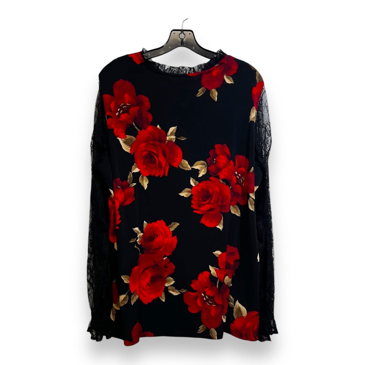 Top Long Sleeve By Susan Graver In Black Red, Size: Xl