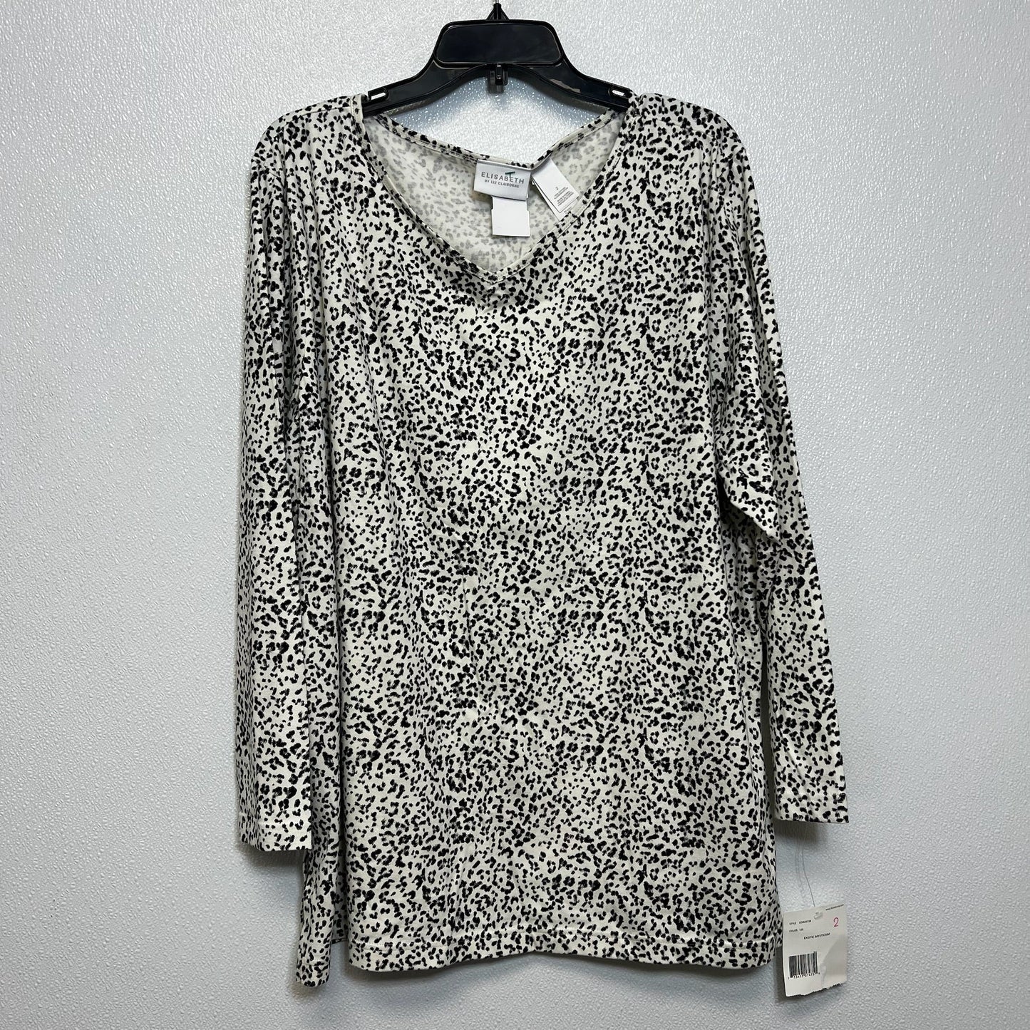 Top Long Sleeve By Liz Claiborne In Leopard Print, Size: 2x