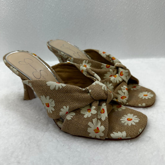Flowered Sandals Heels Block Jessica Simpson, Size 8.5