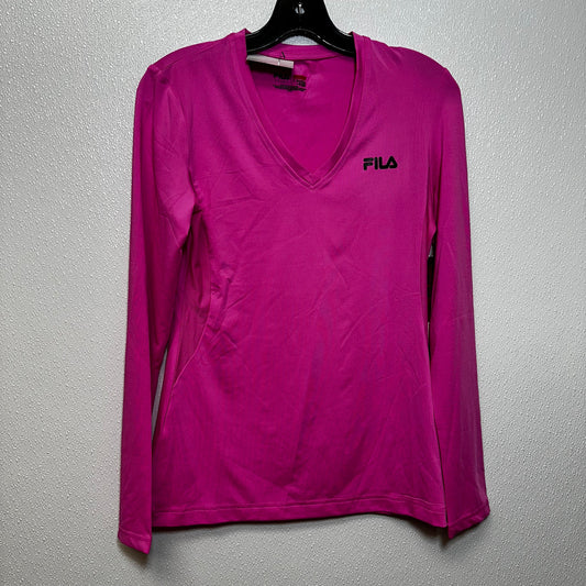 Hot Pink Athletic Top Long Sleeve Collar Fila, Size S