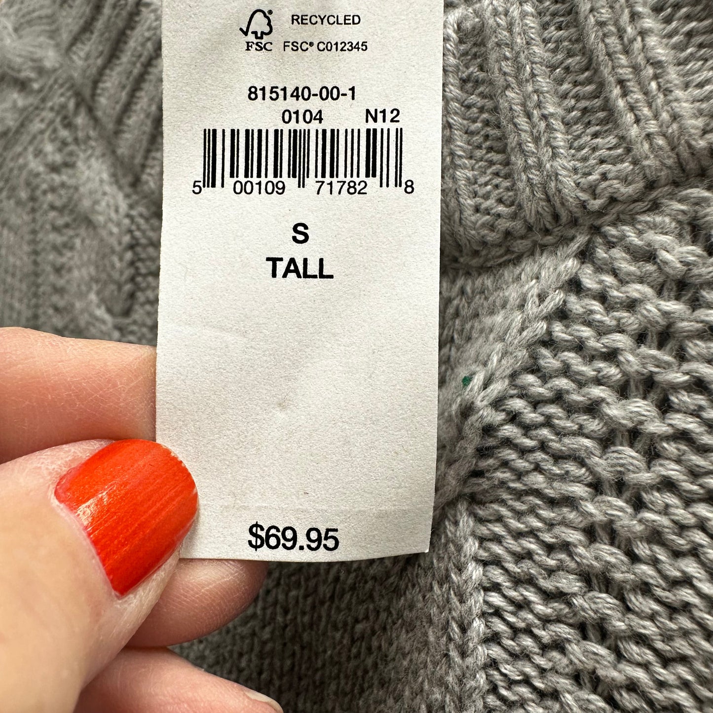Gray Sweater Gap, Size S tall
