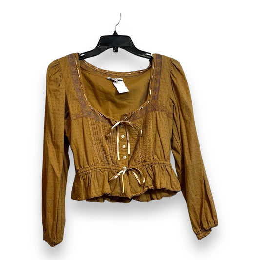 Top Long Sleeve By American Eagle In Brown, Size: M