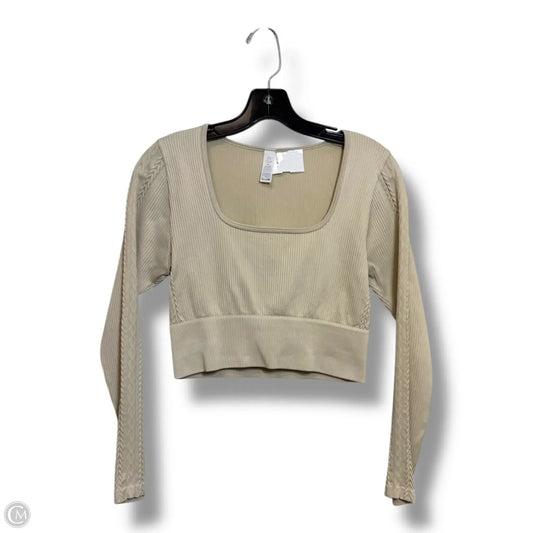 Athletic Top Long Sleeve Collar By Aerie In Nude, Size: M