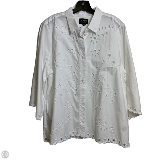Top Long Sleeve By J. Crew In White, Size: Xxl