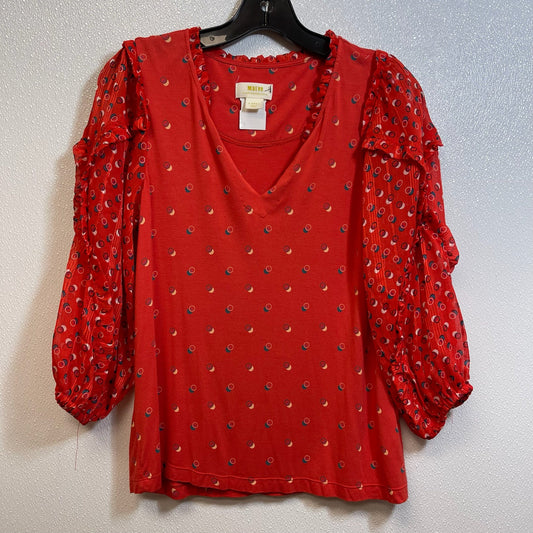 Top Long Sleeve Designer By Anthropologie In Red, Size: Xs