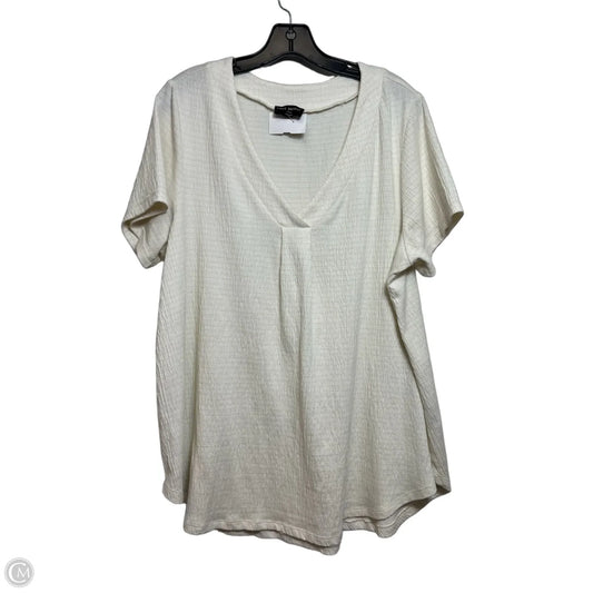 Top Short Sleeve By Lane Bryant In White, Size: 14