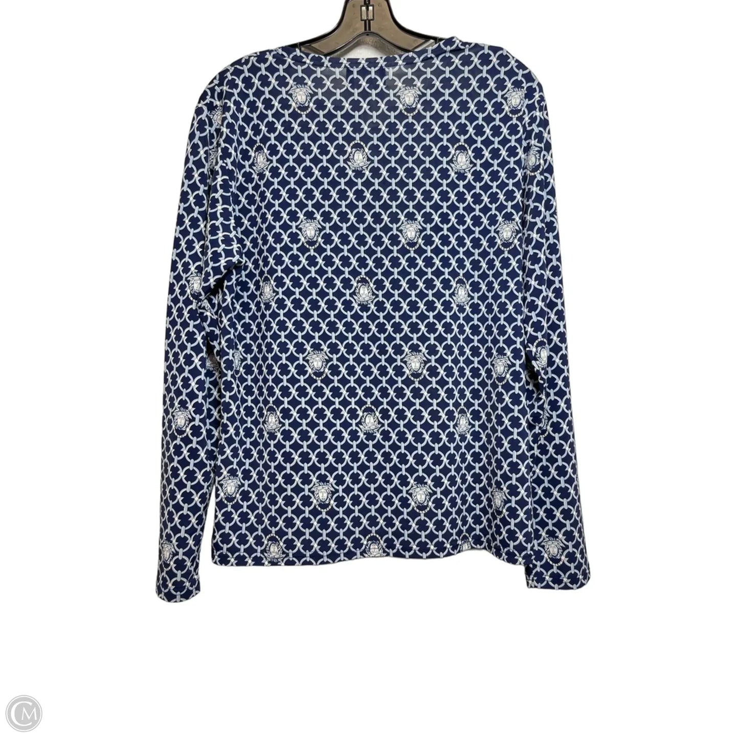 Top Long Sleeve Luxury Designer By Versace In Blue, Size: L