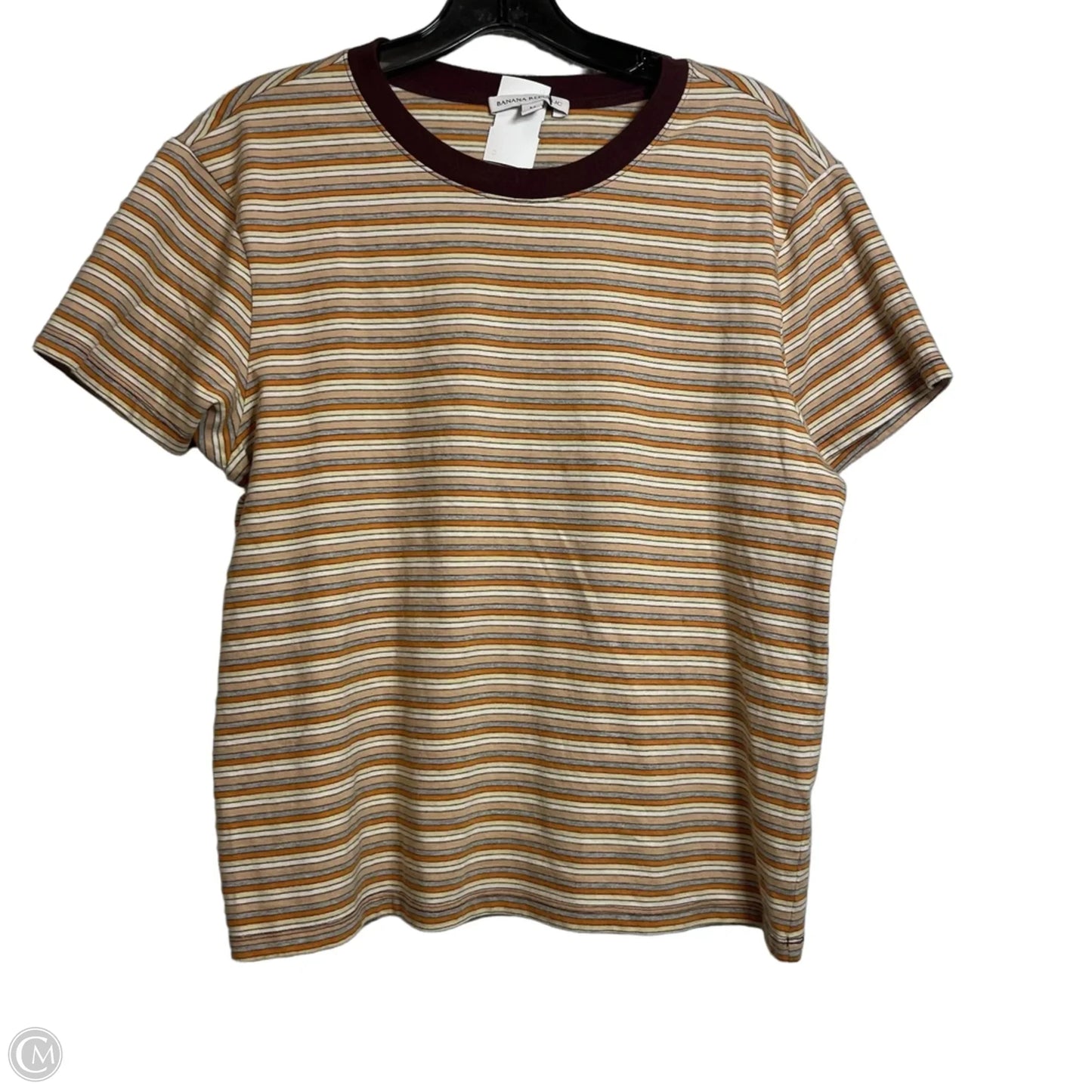 Top Short Sleeve By Banana Republic In Red & Yellow, Size: M