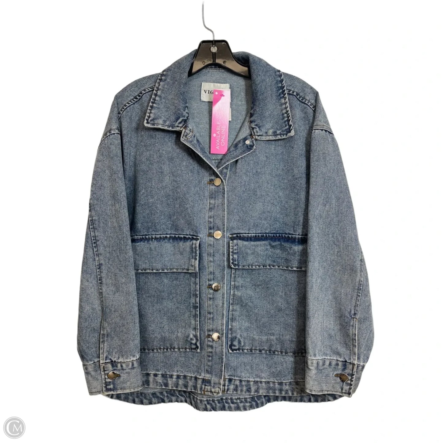 Jacket Denim By Vigoss In Blue Denim, Size: L