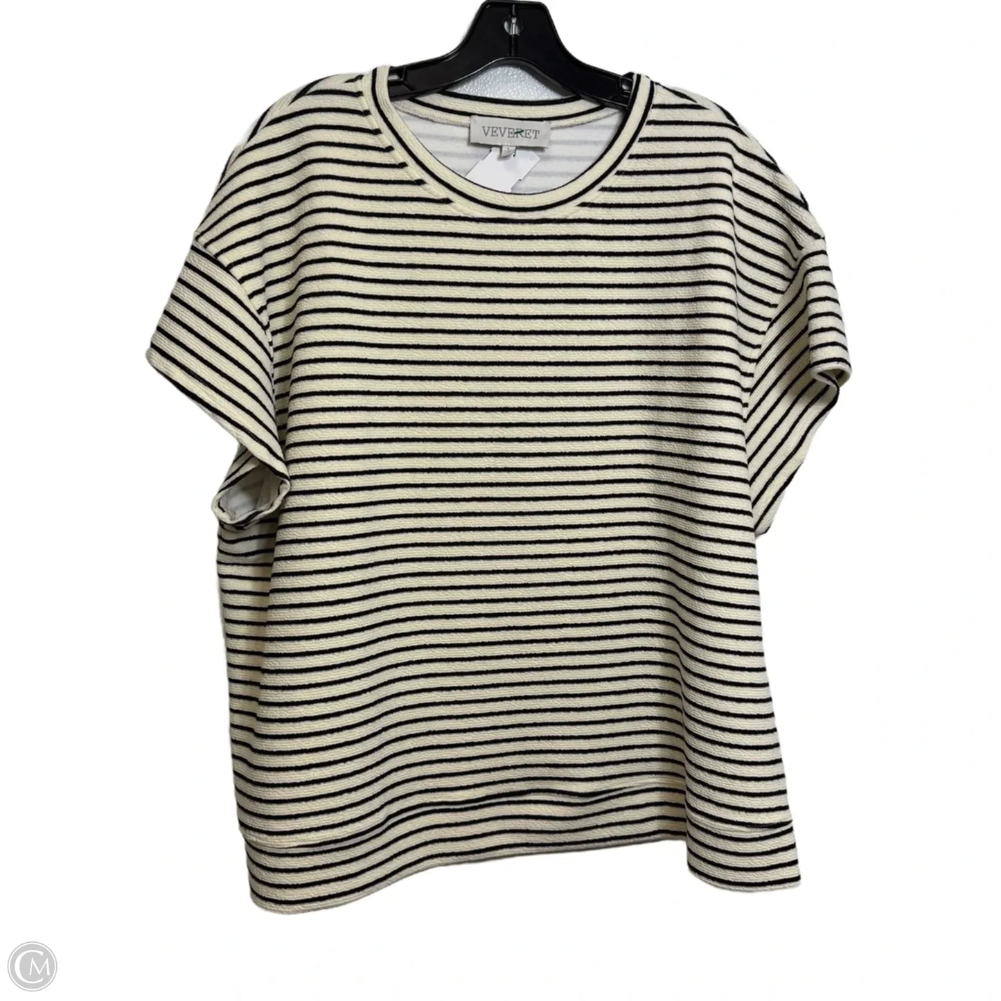 Top Short Sleeve By Veveret In Striped Pattern, Size: L
