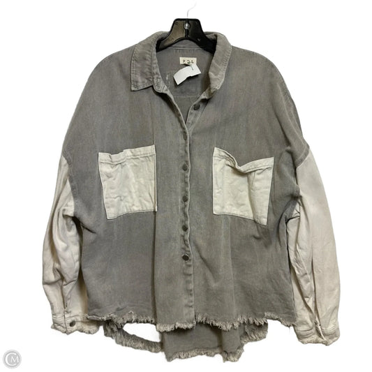 Jacket Shirt By Pol In Grey, Size: M