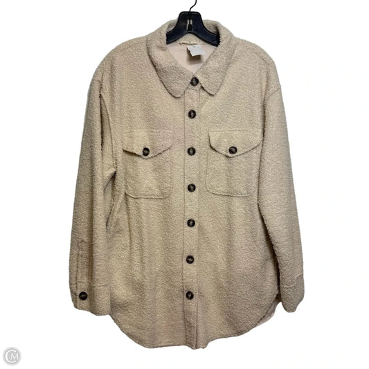 Jacket Shirt By Clothes Mentor In Cream, Size: L