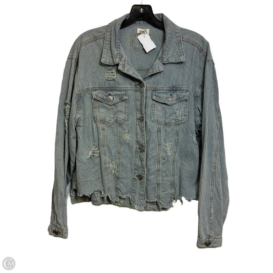 Jacket Shirt By Pol In Striped Pattern, Size: L