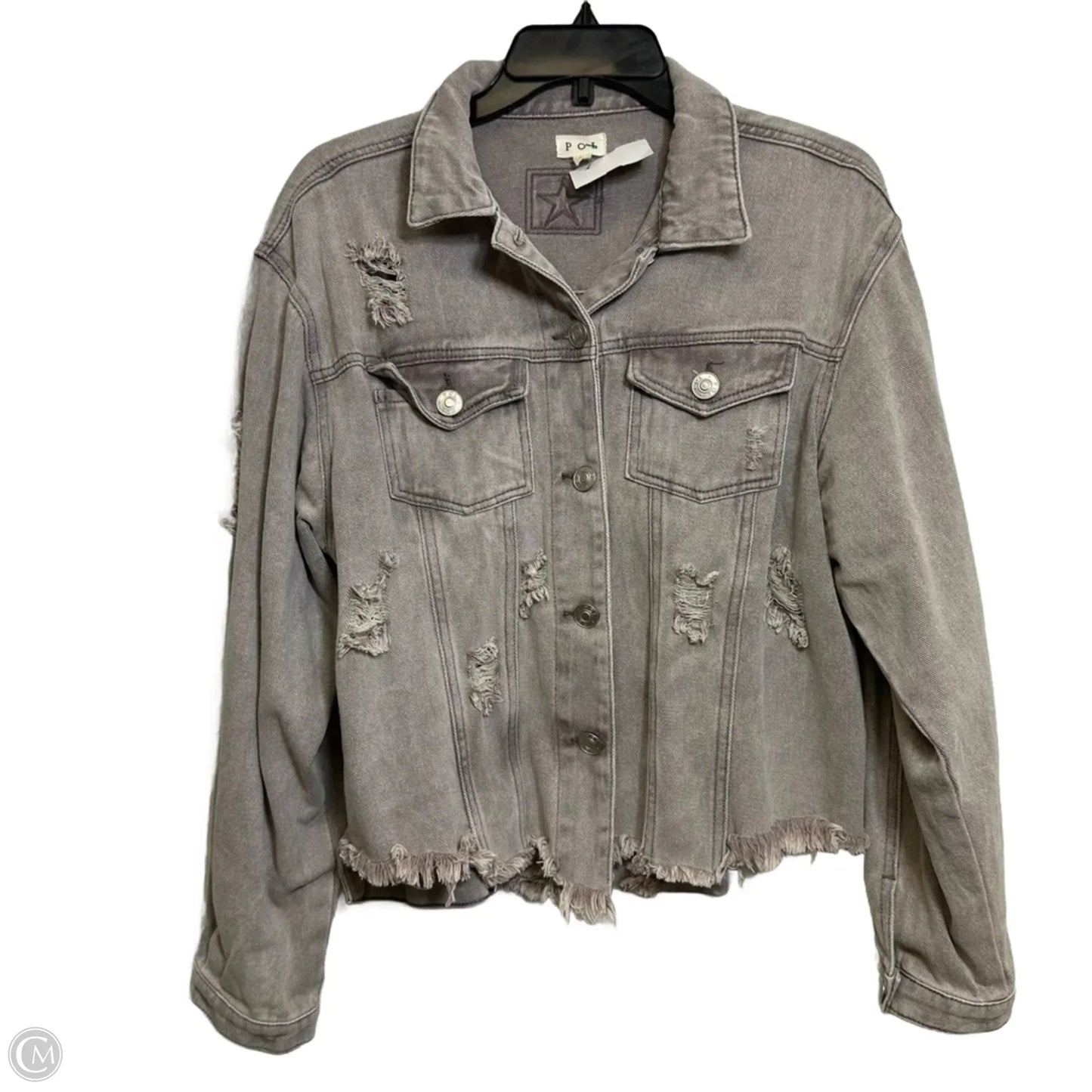 Jacket Denim By Pol In Brown, Size: L