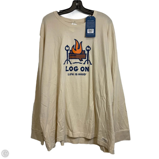 Top Long Sleeve By Life Is Good In Cream, Size: 3x