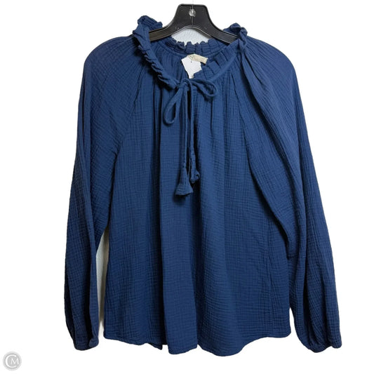 Top Long Sleeve By Just In Navy, Size: S