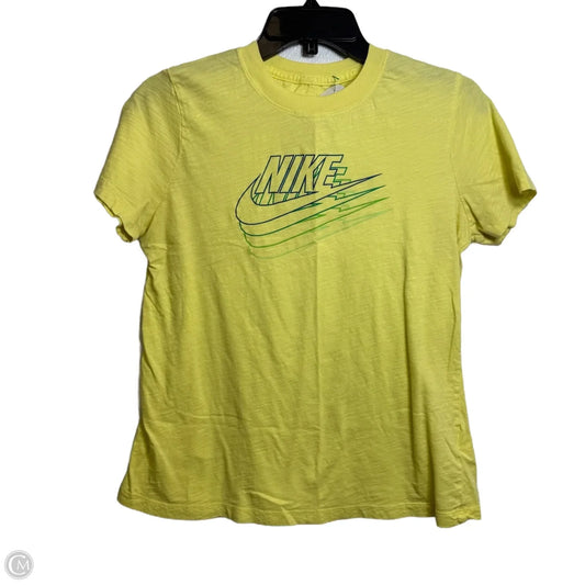 Athletic Top Short Sleeve By Nike In Yellow, Size: M