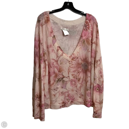 Top Long Sleeve By Anthropologie In Floral Print, Size: 3x