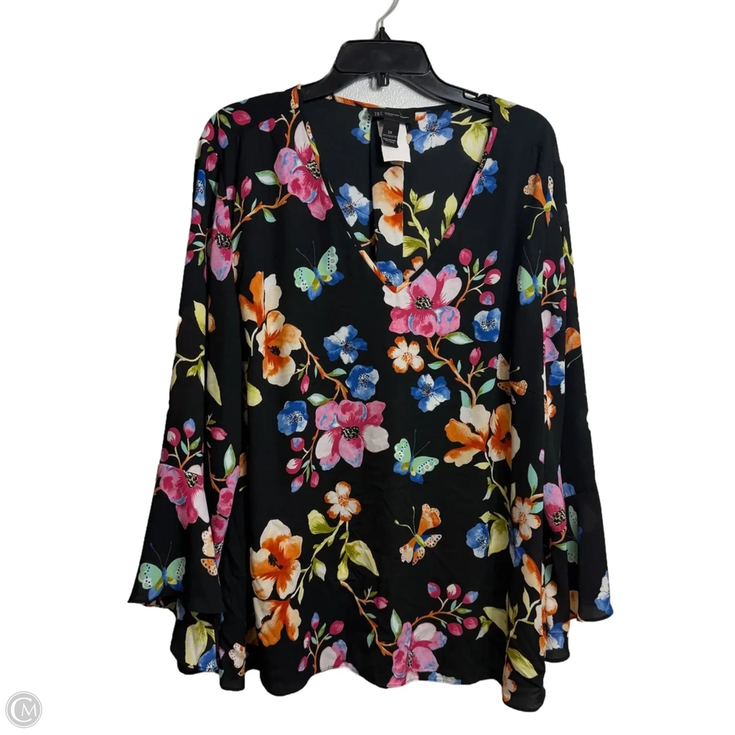 Blouse Long Sleeve By Inc In Floral Print, Size: 3x
