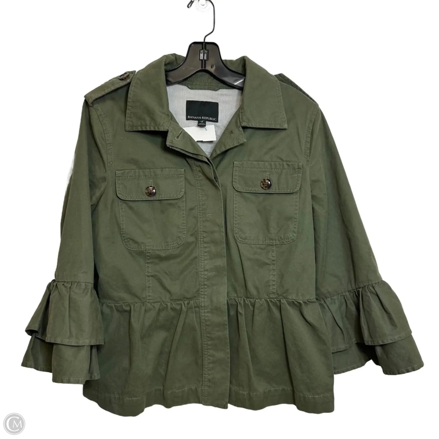 Jacket Shirt By Banana Republic In Green, Size: M
