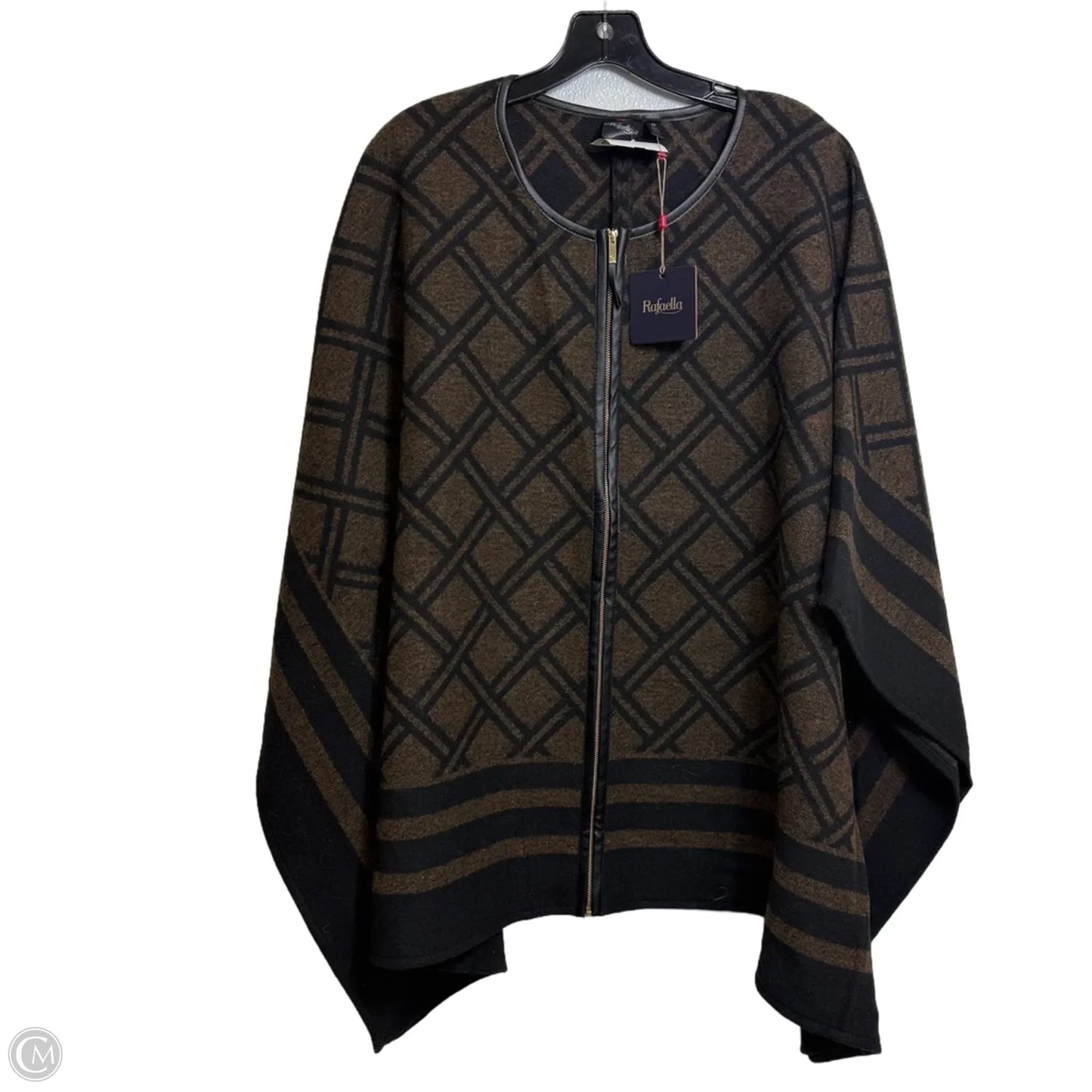 Poncho By Rafaella In Black & Brown, Size: 2x