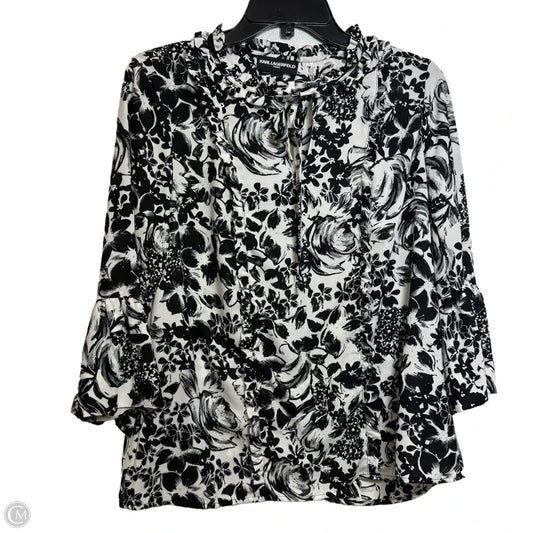 Blouse Designer By Karl Lagerfeld In Black & White, Size: M