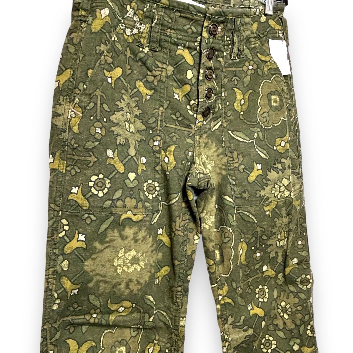 The Wanderer Jeans Cropped By Anthropologie In Floral Print, Size: 0