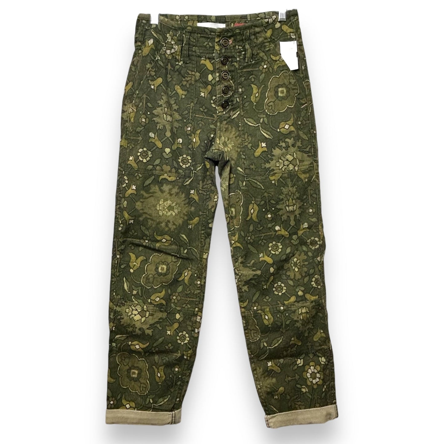 The Wanderer Jeans Cropped By Anthropologie In Floral Print, Size: 0