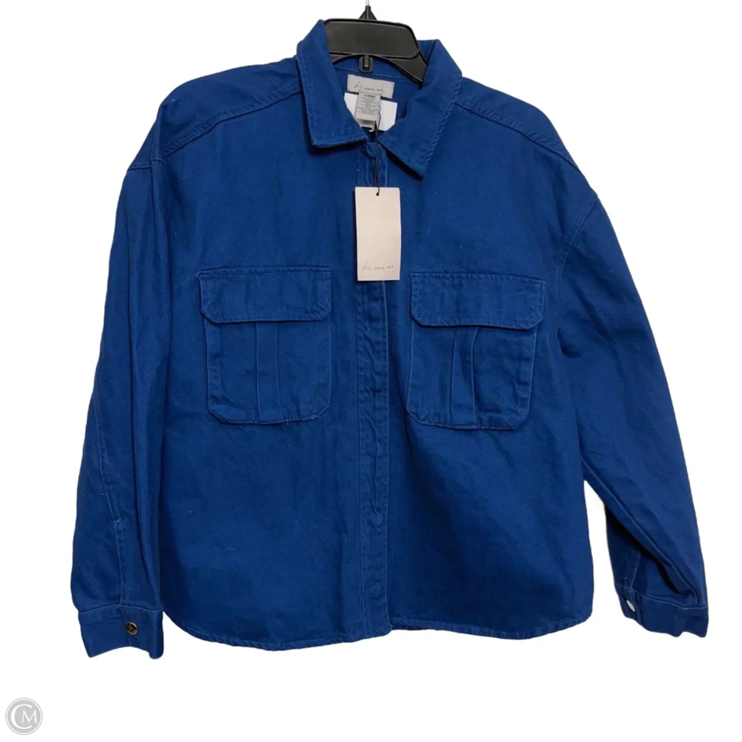 Jacket Shirt By Clothes Mentor In Blue, Size: M