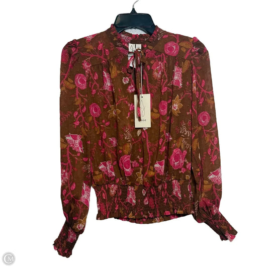 Top Long Sleeve By Joie In Brown & Pink, Size: S
