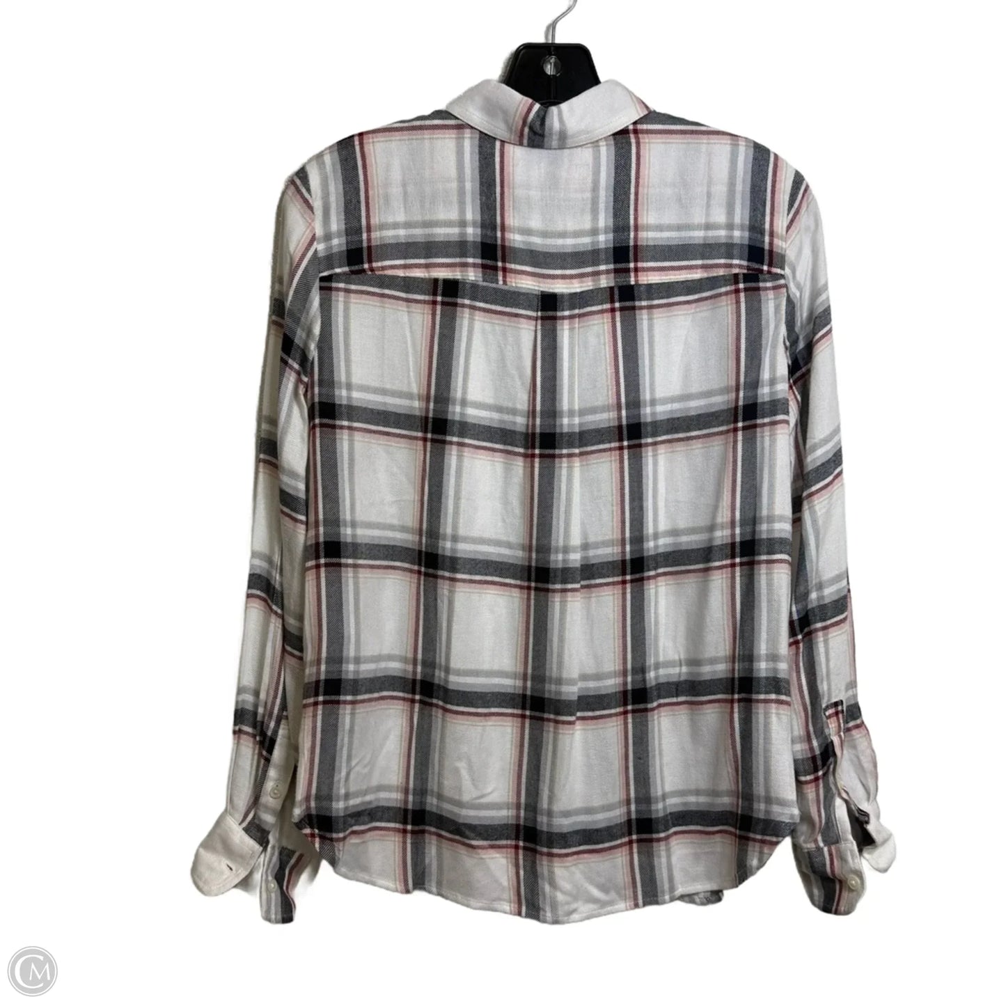 Top Long Sleeve By Banana Republic In Plaid Pattern, Size: Xs