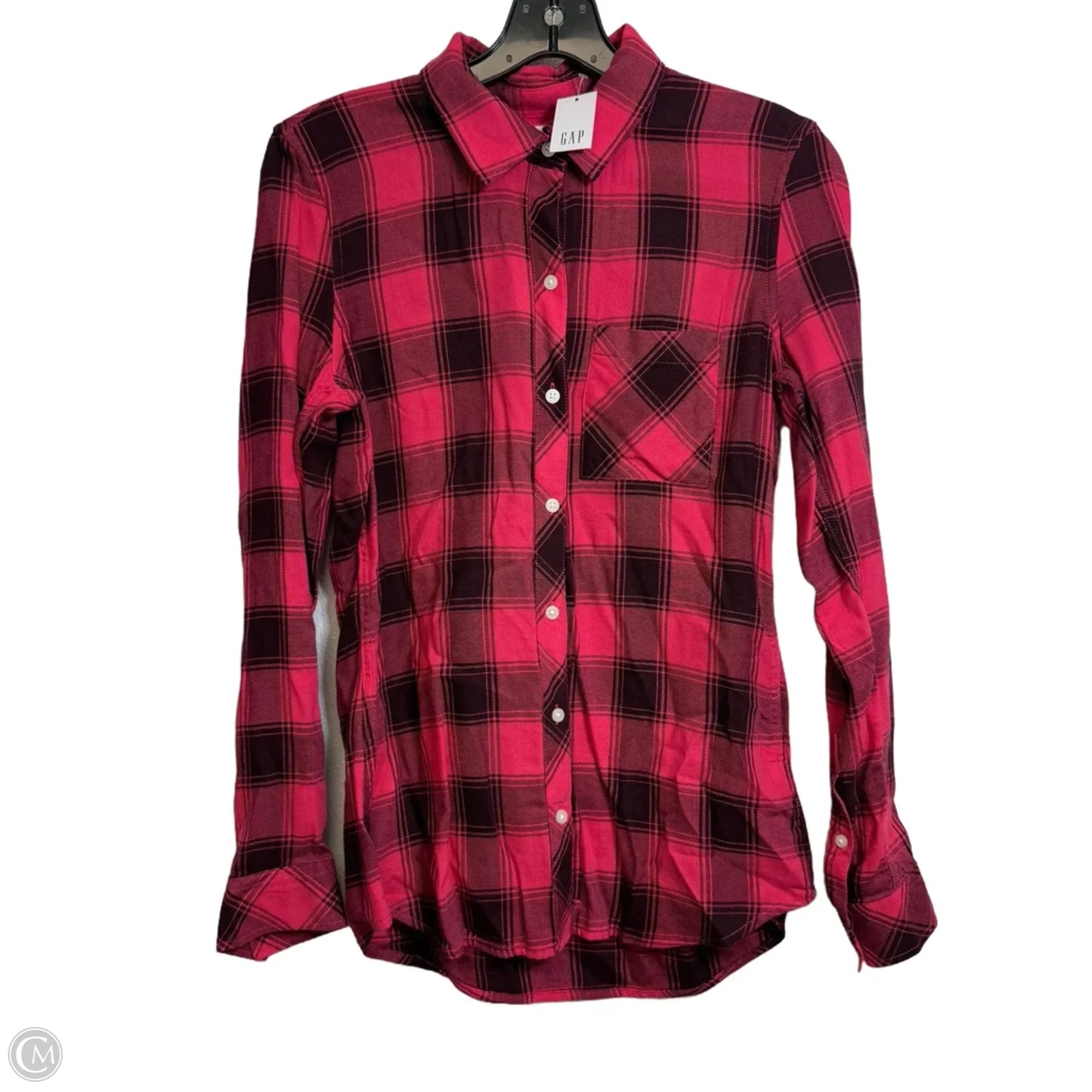 Top Long Sleeve By Gap In Plaid Pattern, Size: Xs