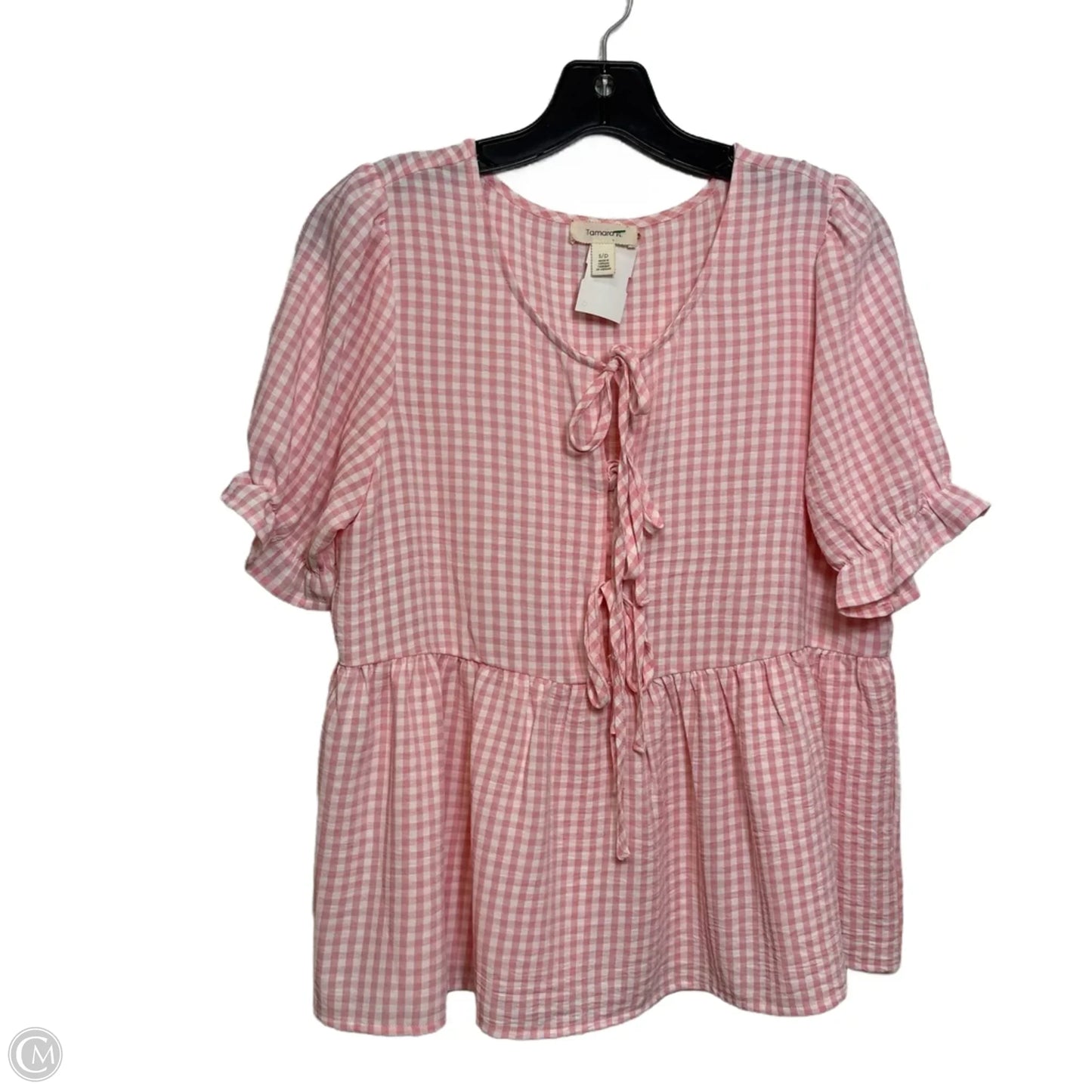 Top Short Sleeve By Tamara H In Pink & White, Size: S