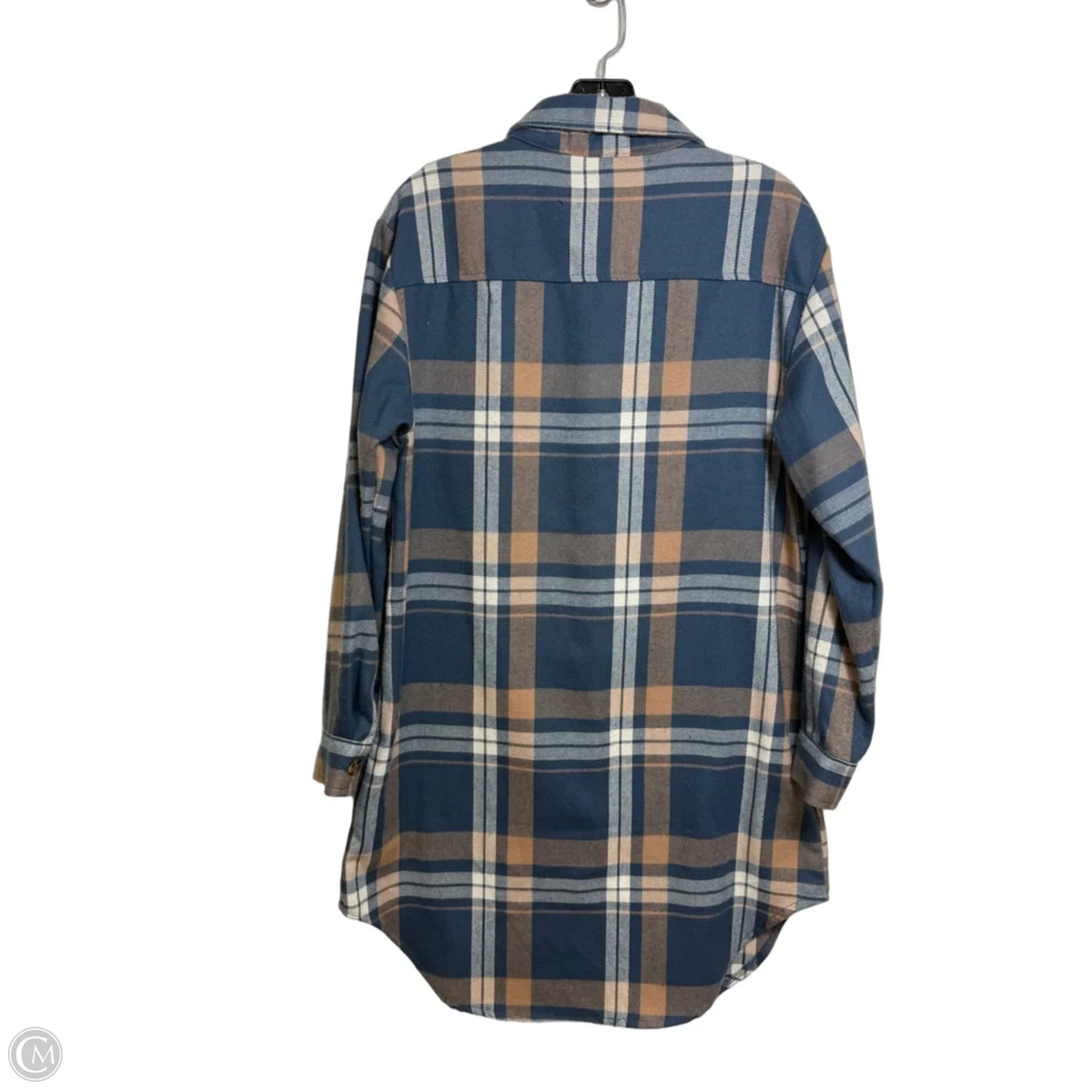 Jacket Shirt By Happily Grey In Plaid Pattern, Size: M