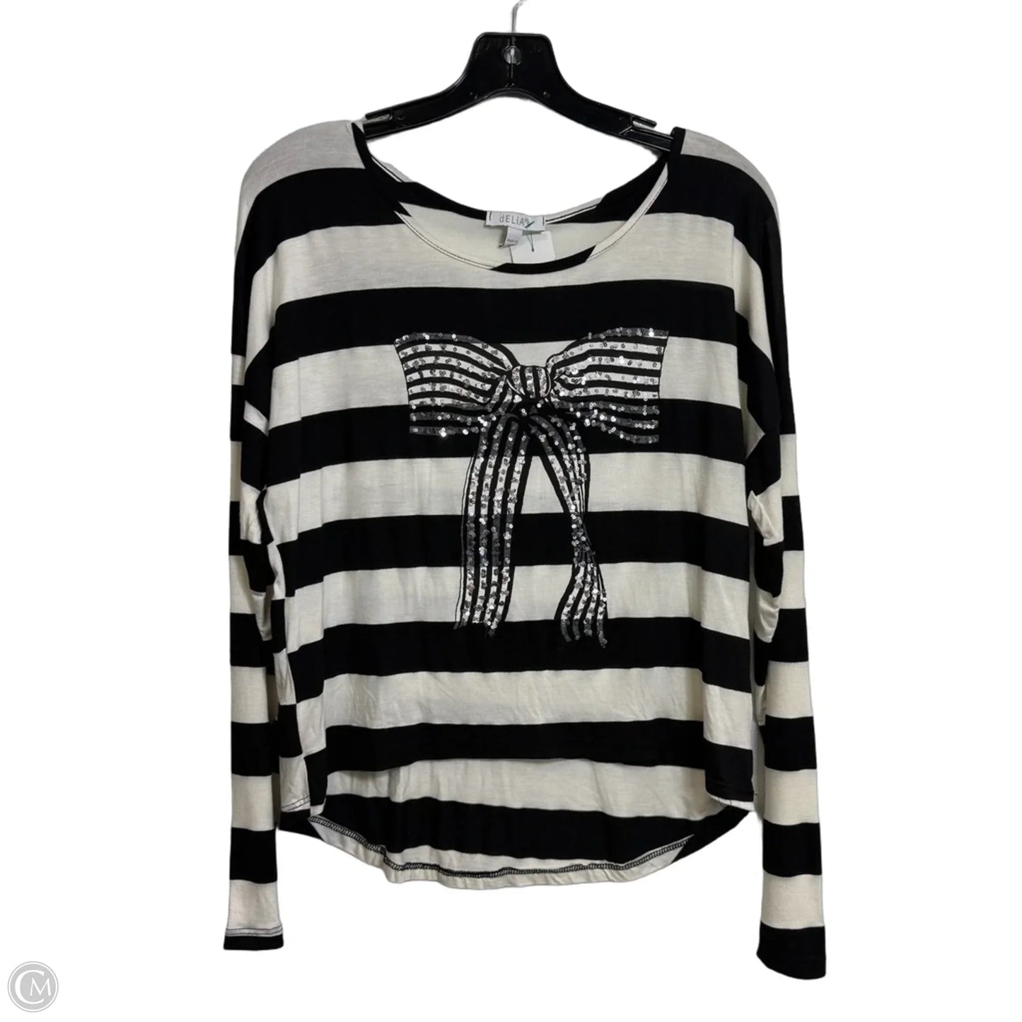 Top Long Sleeve By Delias In Black & White, Size: L