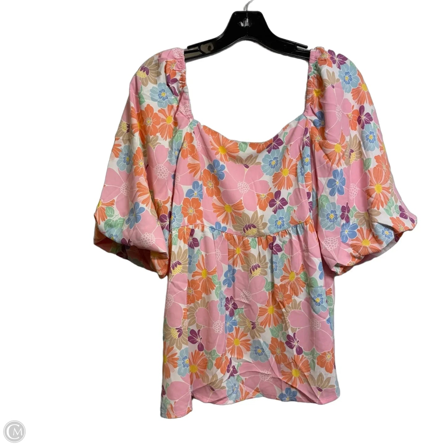 Top Short Sleeve By Clothes Mentor In Floral Print, Size: Xl