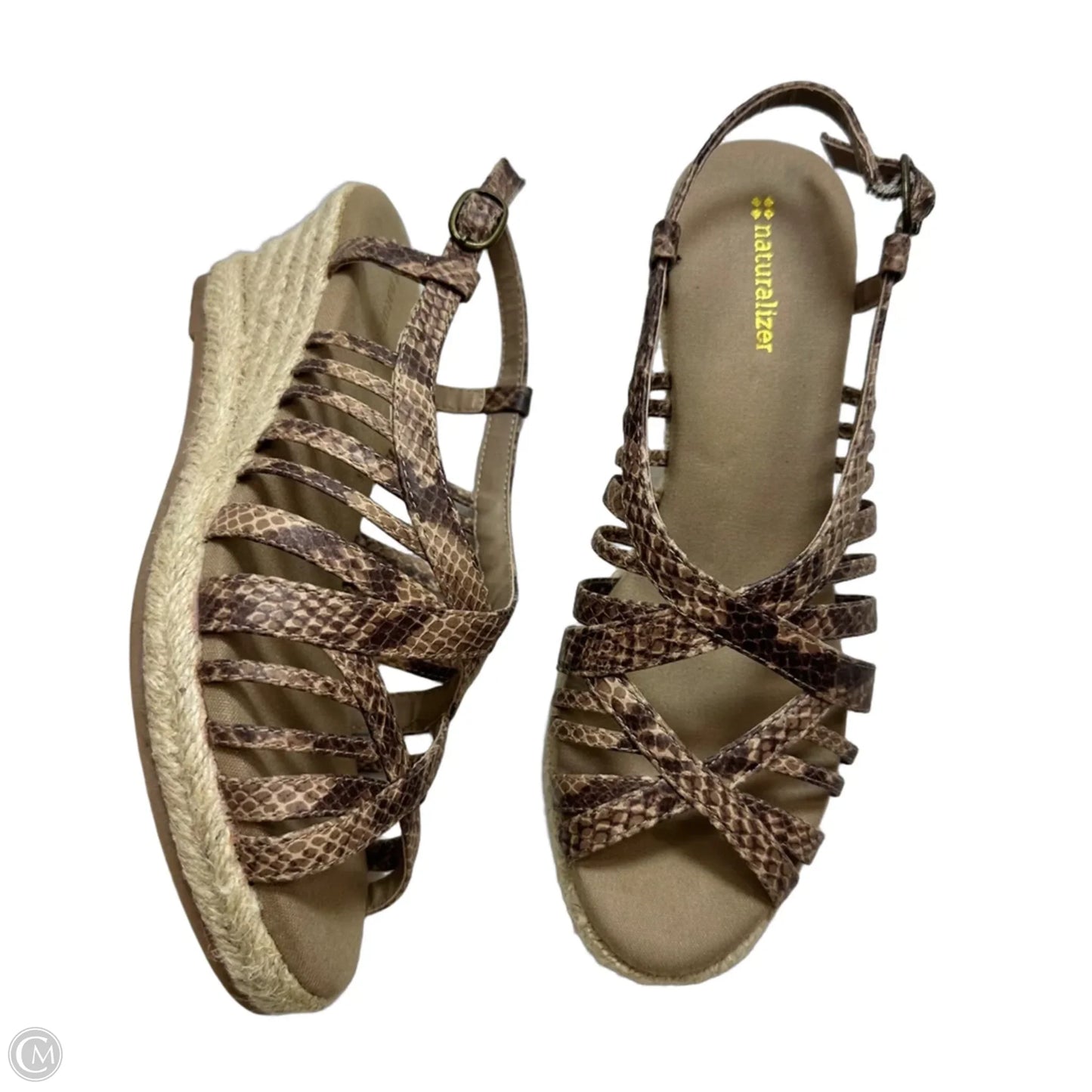 Sandals Heels Wedge By Naturalizer In Animal Print, Size: 8.5