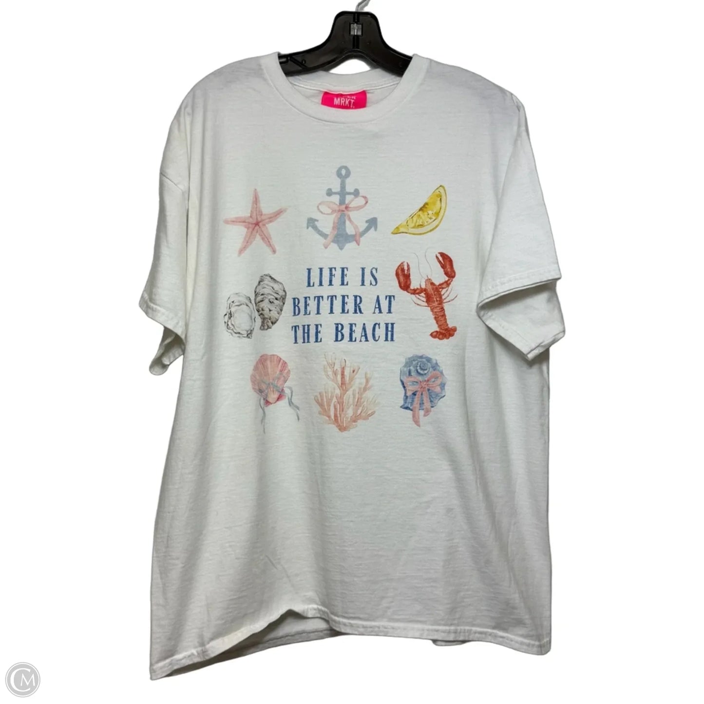 Top Short Sleeve By Clothes Mentor In White, Size: L
