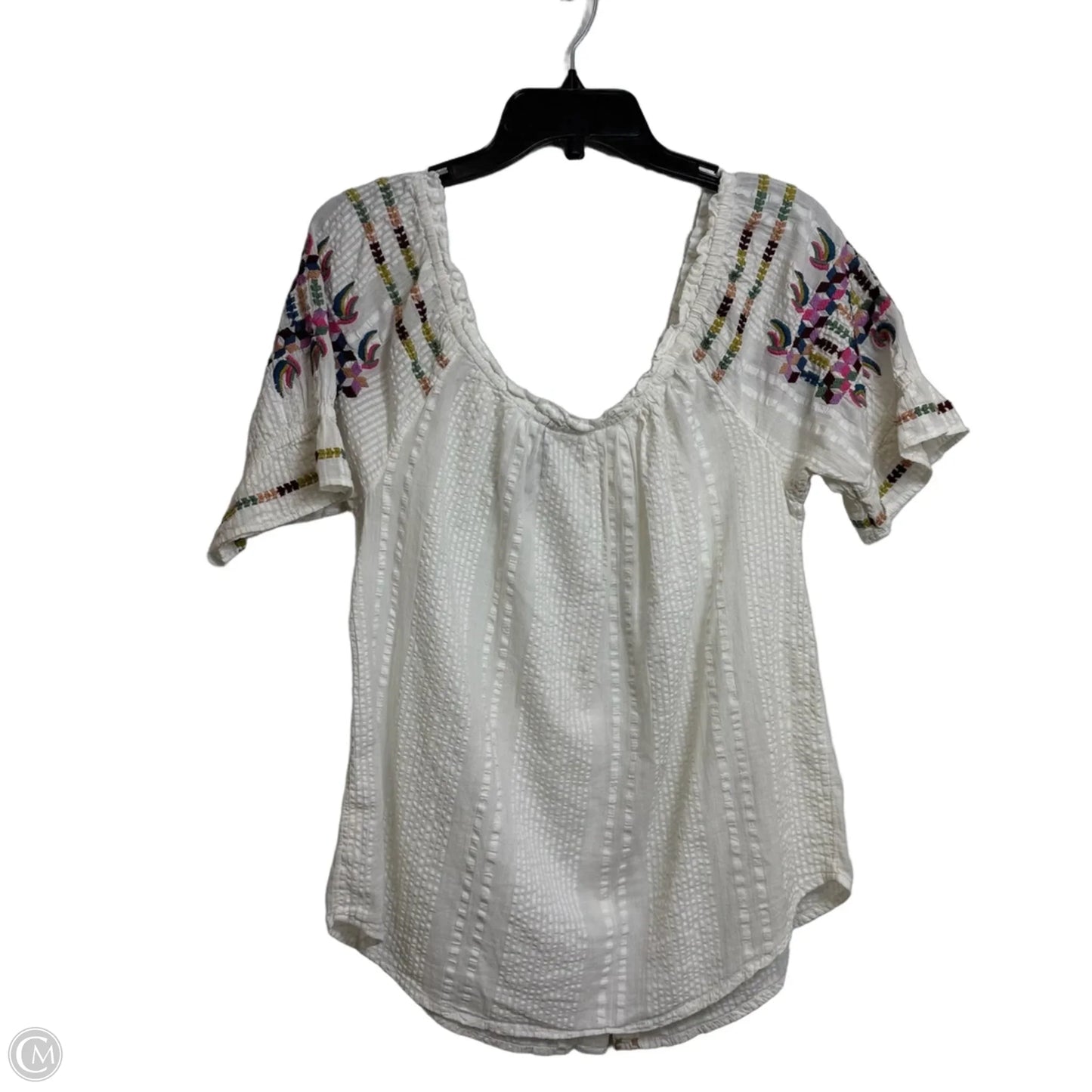 Top Short Sleeve By Anthropologie In White, Size: Xs