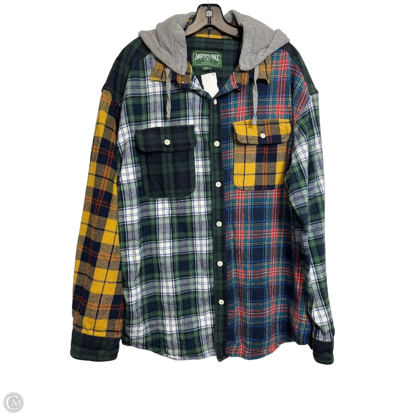 Jacket Shirt By American Eagle In Plaid Pattern, Size: Xl