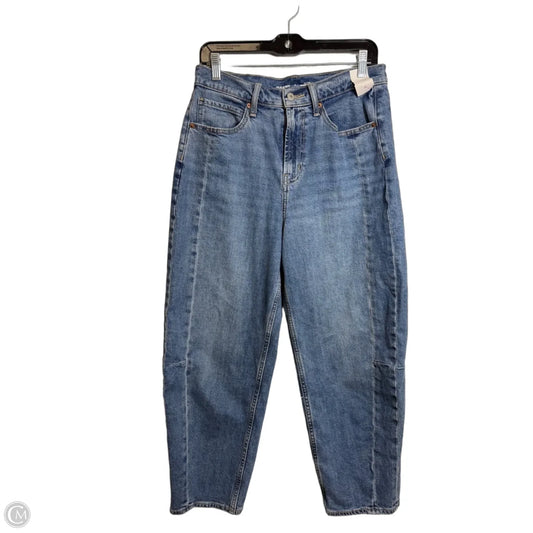 Jeans high rise barrel Leg By Old Navy In Blue Denim, Size: 8