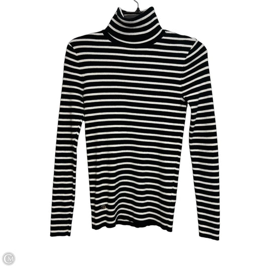 Top Long Sleeve By Lauren By Ralph Lauren In Black & White, Size: M