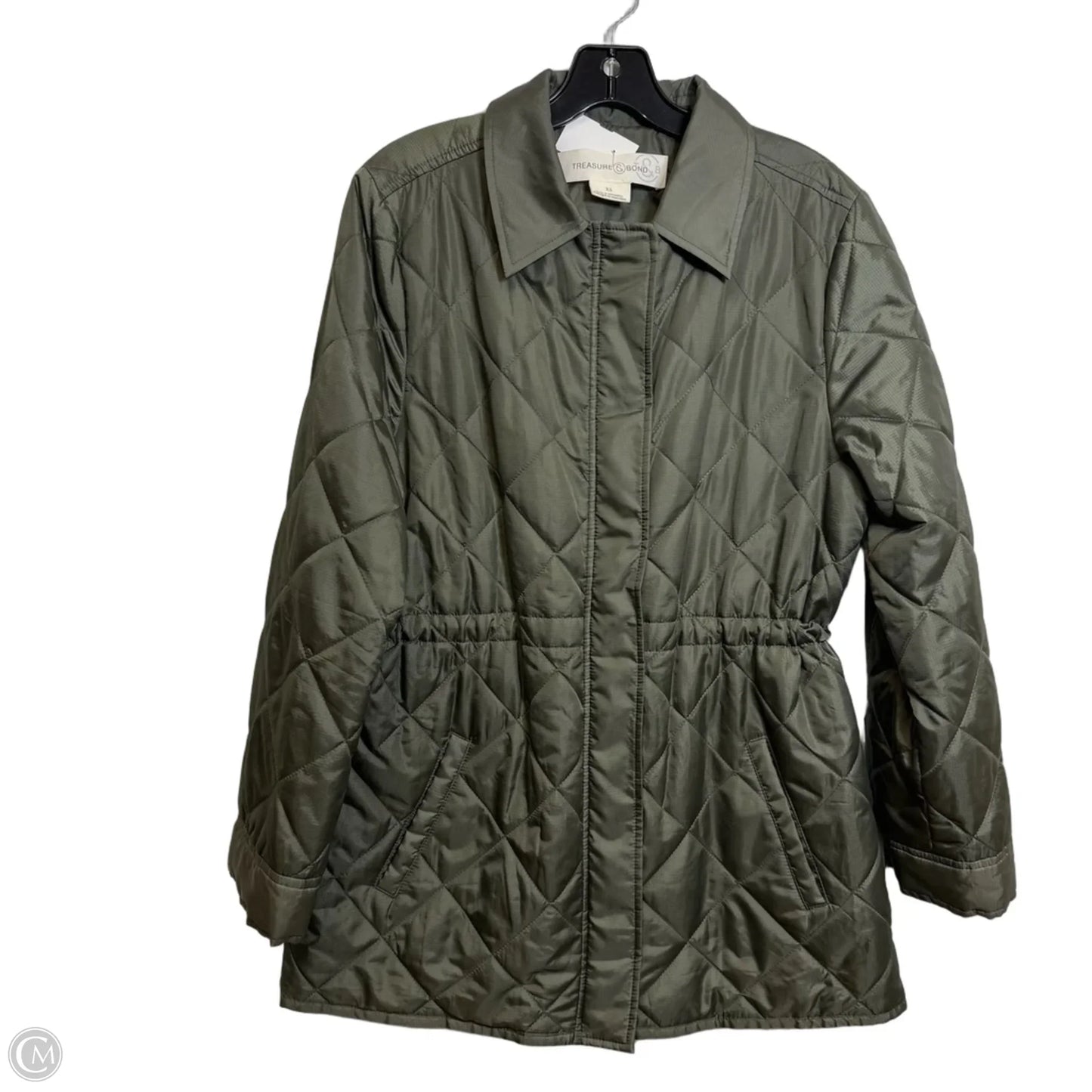 Jacket Puffer & Quilted By Treasure And Bond In Green, Size: Xs