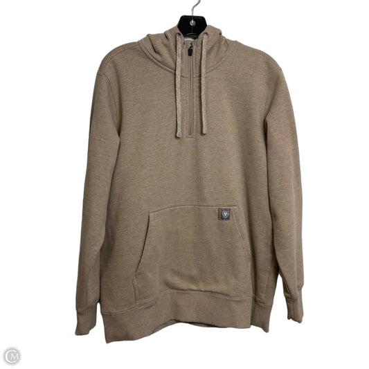 Sweatshirt Hoodie By Ariat In Tan, Size: L