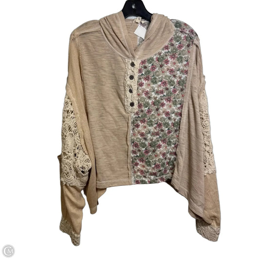 Top Long Sleeve By Pol In Tan, Size: L