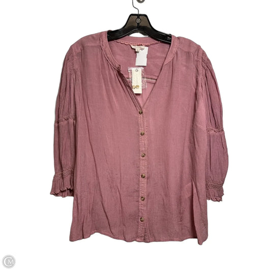 Top Long Sleeve By Pilcro In Pink, Size: Xl