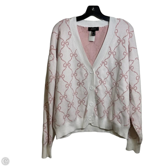 Cardigan By Forever 21 In Pink & White, Size: 2x