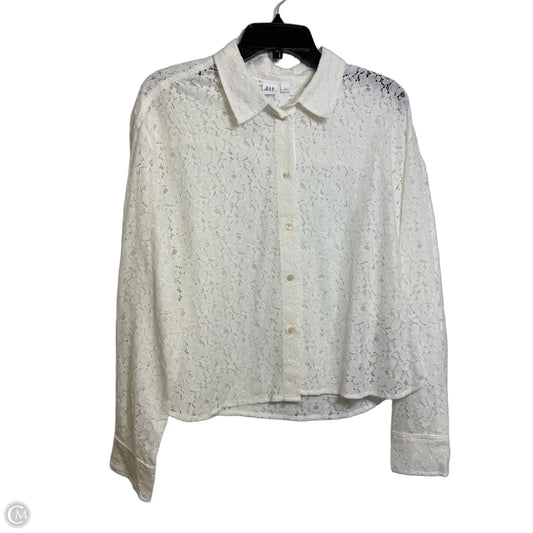 Top Long Sleeve By Gap In White, Size: L