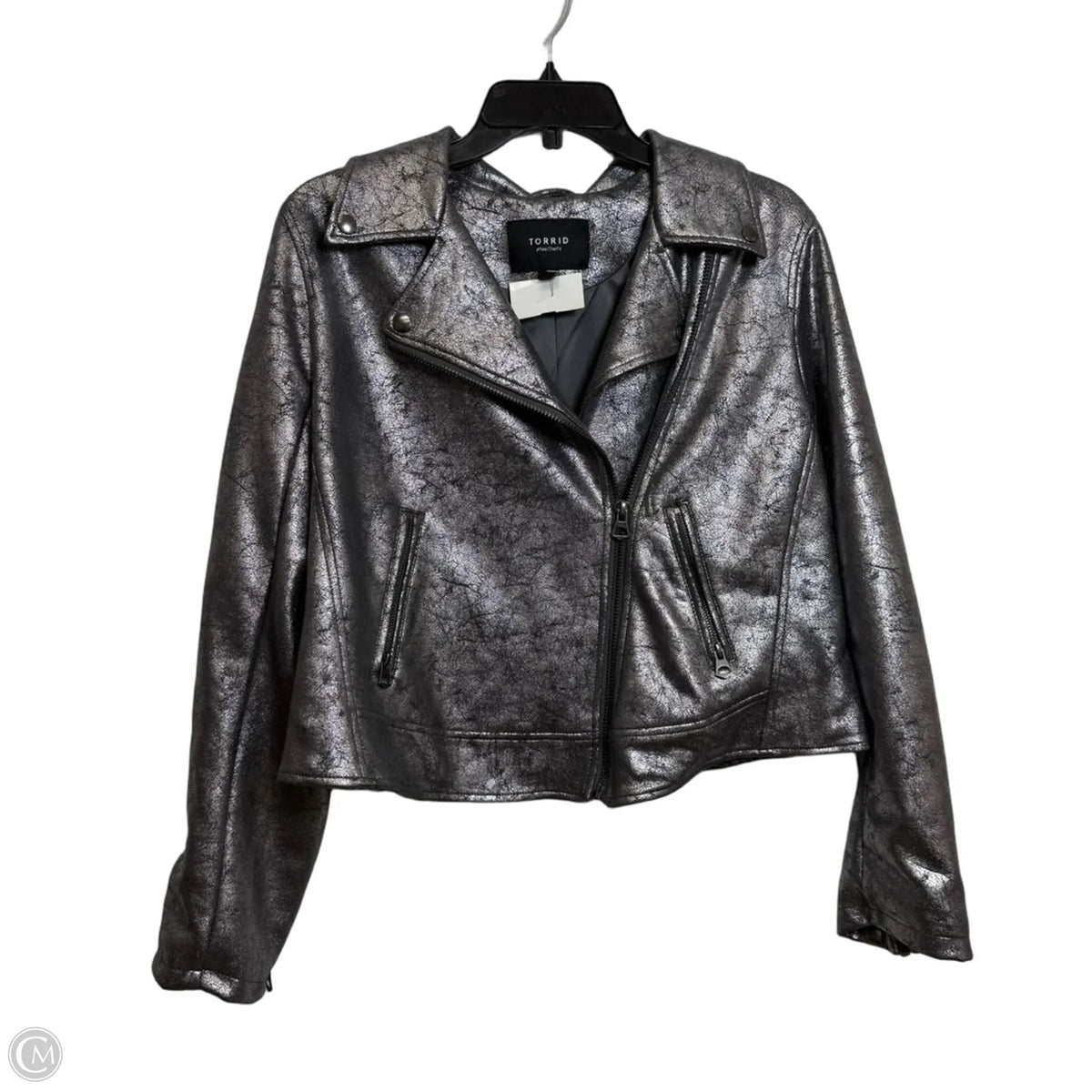 Jacket Moto By Torrid In Silver, Size: 1x